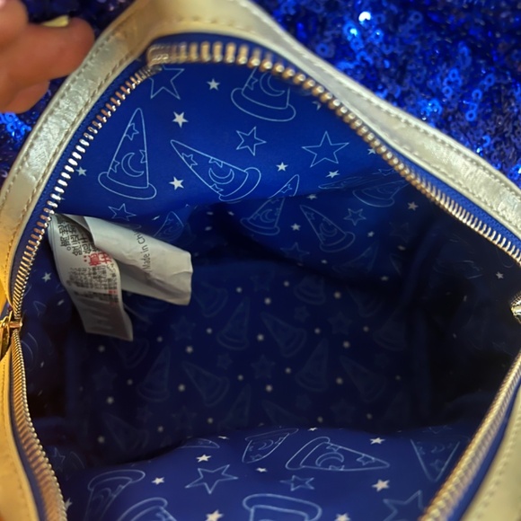 Disney Loungefly blue sequin Mickey Mouse Back Pack with matching ears - Picture 2 of 4